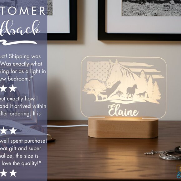 Cowboy Ride Custom Name Light • Personalized LED Cloud Decor • Western Gift - Picture 7 of 8